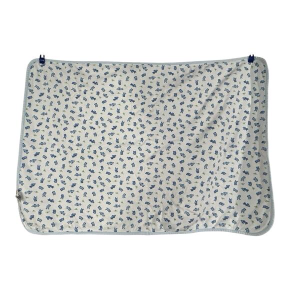 Carters Just One Year Vintage Puppy Dog Best Friends Baby Blanket Blue Frogs - Picture 4 of 8